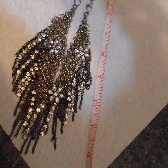 Vintage Fashion Bug Chainmail Bib Necklace with Chain Fringe and Rhinestone - Picture 6 of 10
